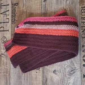 Handmade, crocheted, multicolored, brown, unisex, scarf